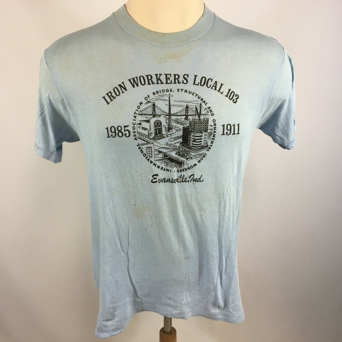 Vintage 70s 80s Iron Workers Local Evansville In Paper Thin