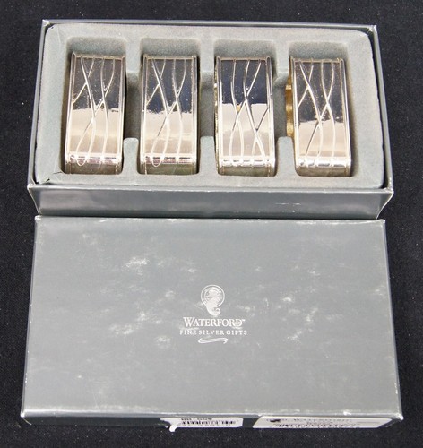 WATERFORD Fine Silver BALLET RIBBON Napkin Ring Set Of 4 2.75"