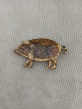 Vintage Solid Brass Wild Boar Pig Figural Trinket Dish / Pin Tray — listing 5