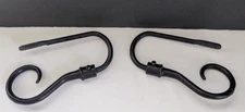 Wrought Iron Curtain Hold Backs 1 Pair Curled  Black Heavy Window Accessories