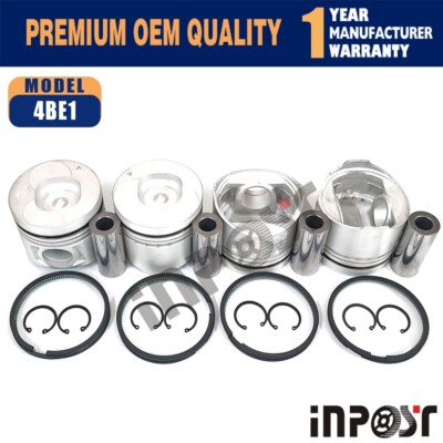 New 4BE1 Piston & Piston Ring Kit STD For Isuzu 4BE1 Engine Repair Parts