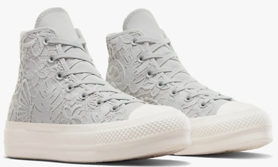 Converse Chuck Taylor All Star Lift Hi Platform Crochet Lace Grey