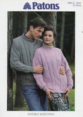 ~ Patons Strickmuster für schöne Pullover mit Rautenzopfmuster ~ 32'' ~ 46''