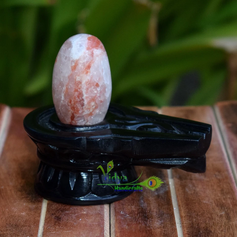 Piedra de candado de mármol base Yoni con lingam de sal del Himalaya arte de decoración de templo para el hogar Foto 2 de 4