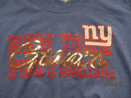 NEW YORK GIANTS NFL 1ST AND FASHION BY TEAM APPAREL WOMENS BLING SHIRT MEDIUM - Picture 2 of 4