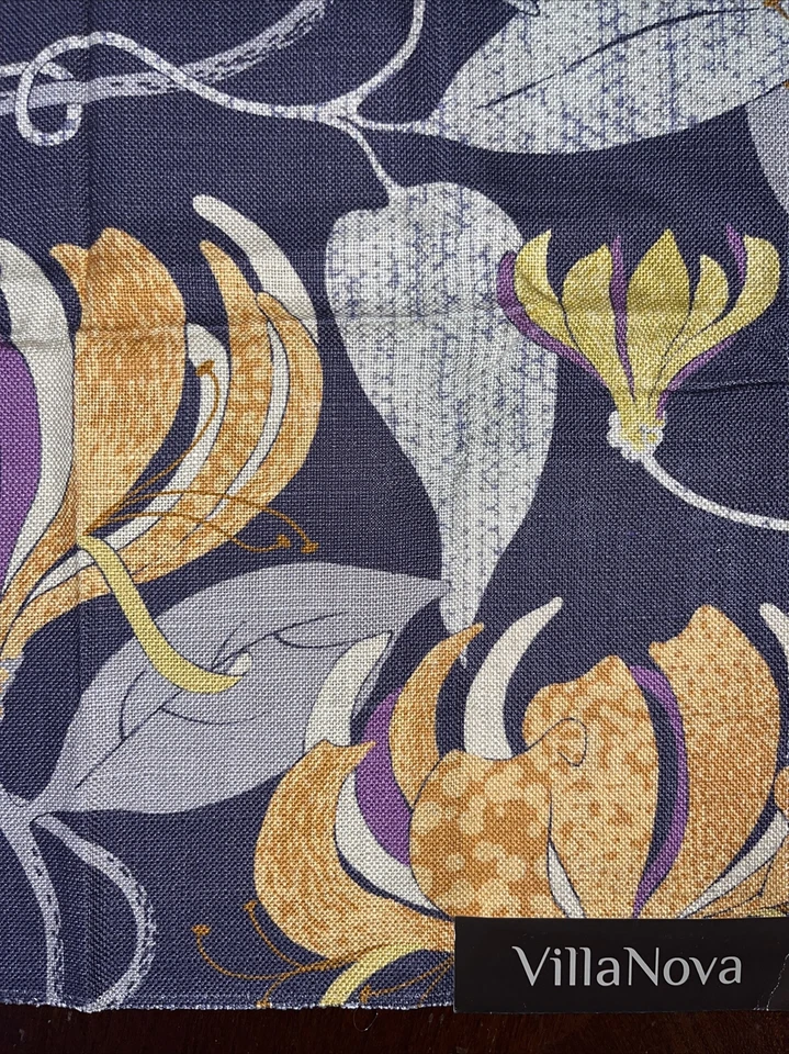 Villa Nova By Romo Tela Tapicería Muestra Remanente Floral Púrpura Naranja Almohada Foto 2 de 4