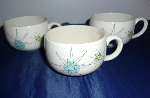 Franciscan Atomic Starburst tea coffee cups lot of 3 CHIPPED CRACKED read AS IS