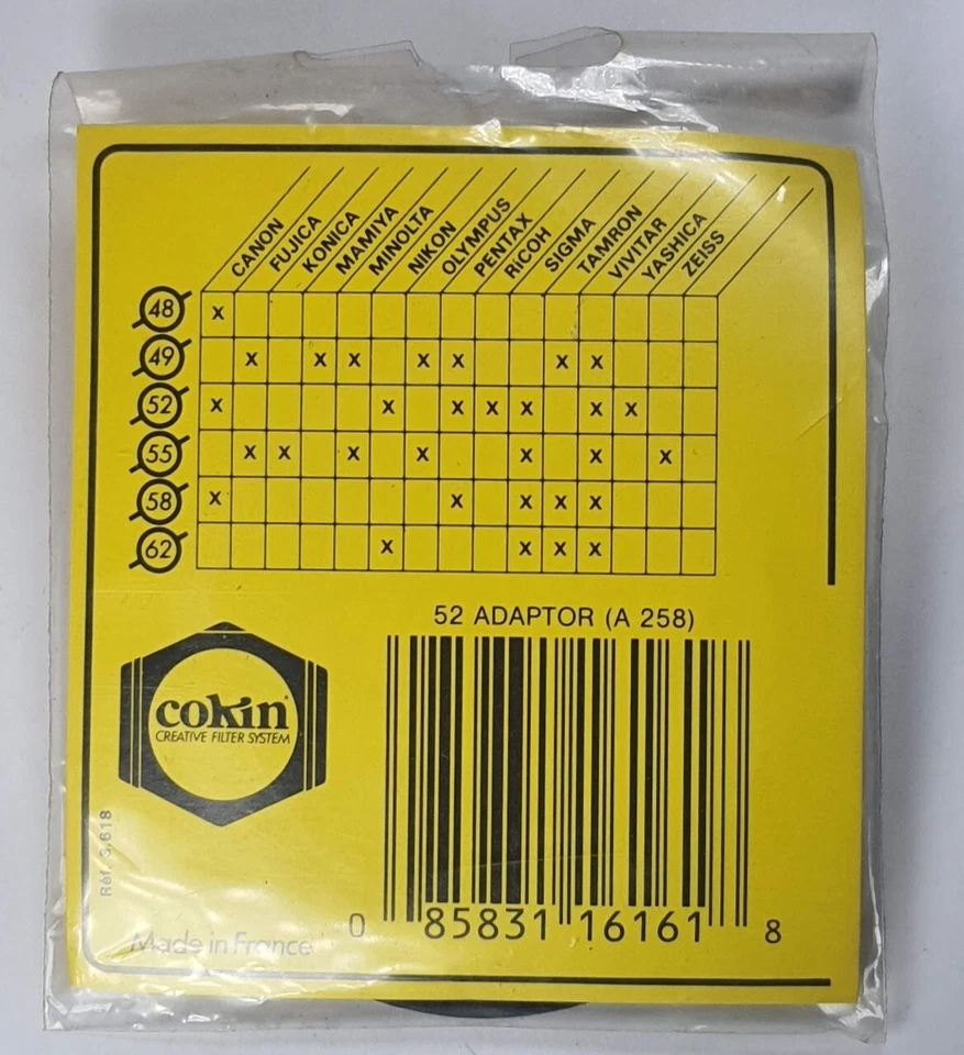 Genuine Cokin A Series 52mm Adapter Ring A258 Thread to A System 52 mm France - Image 4 of 4