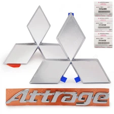 Set Chrome Front Tailgate Logo Emblem Grille For Mitsubishi Attrage 2019 2021