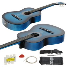 38 Inch Beginners Acoustic Guitar With Free Case, Strap, Tuner And Pick, In Blue