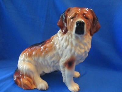 Vintage große seltene Kingston Keramik England Bernhardiner Hund Figur  