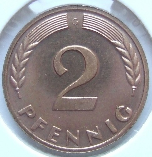 Coin Federal Republic of Germany 2 Pfennig 1966 G in Proof