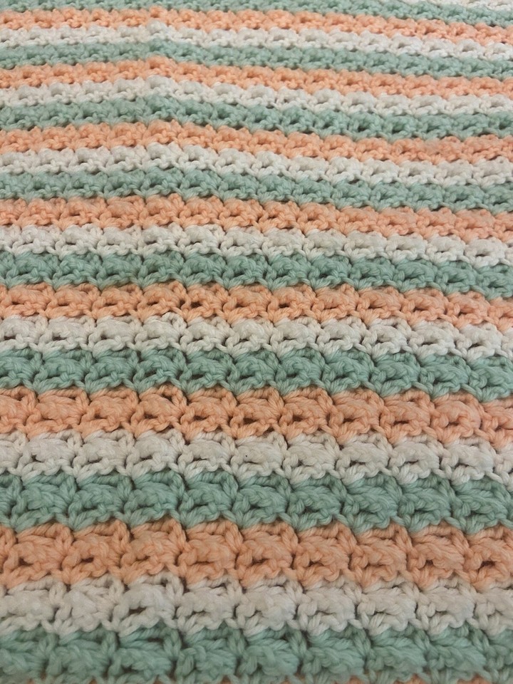 Handmade Afghan Crochet Vintage Blanket Throw Granny Small Size 37"x66