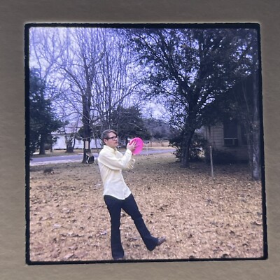 35mm Slide Man Catching Frisbee 1973 Color Photograph 