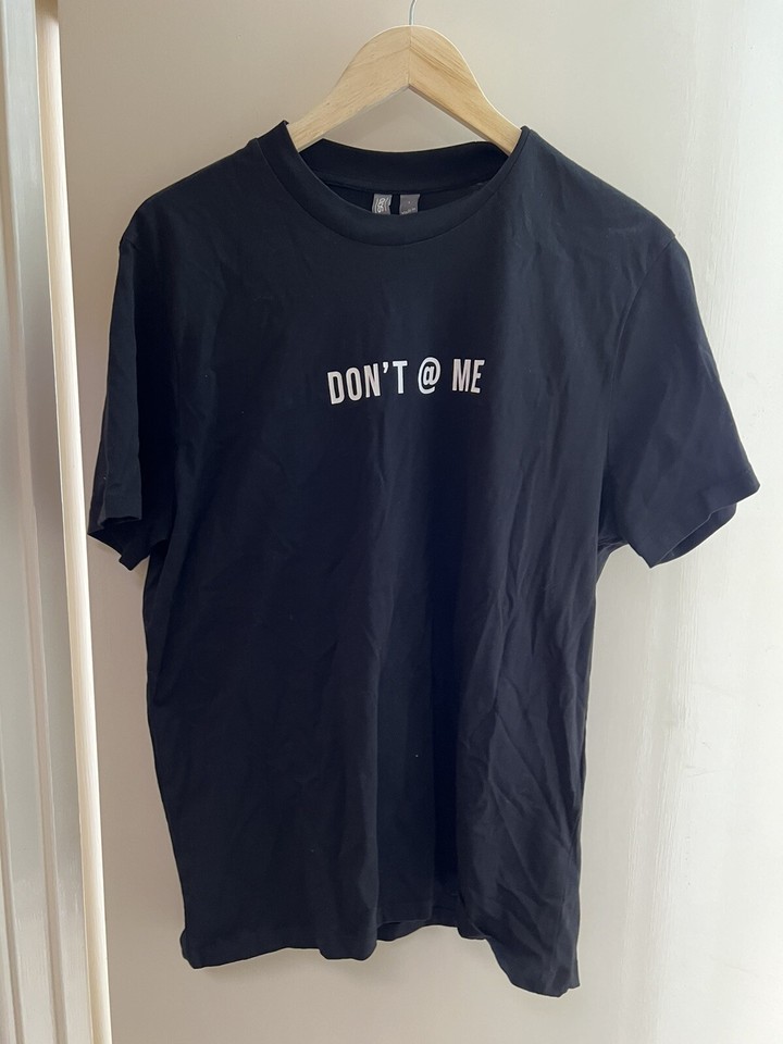 ASOS Black Slogan ‘Don’t @ Me’ Tee-Comfy-Casual-Soft-Size L