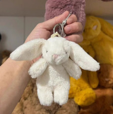 Jellycat Bashful Bunny Cream Bag Charm Soft White Plush FREE DUST BAG NWT