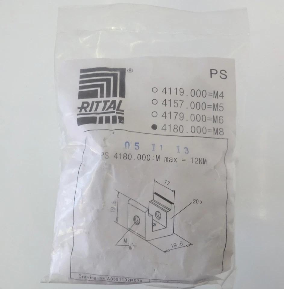 RITTAL Schiebemuttern PS 4180.000 Muttern Schiebemutter Aluminium M8 (VE: 20Stk) - Bild 2 von 3