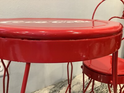 Vintage Red Metal Coca Cola Coke Bistro Ice Cream Table Vintage Red Metal Coca Cola Coke Bistro Ice Cream Table