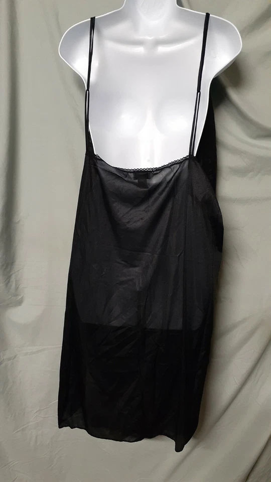 Ventura Black Nightgown Robe Set Knee Cap Sleeve Sexy Nylon Plus 3X 52"  Bust   - Image 3 of 4