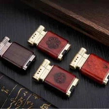 Retro Windproof Sandalwood Butane Gas Cigar Lighter Refillable Torch Gifts