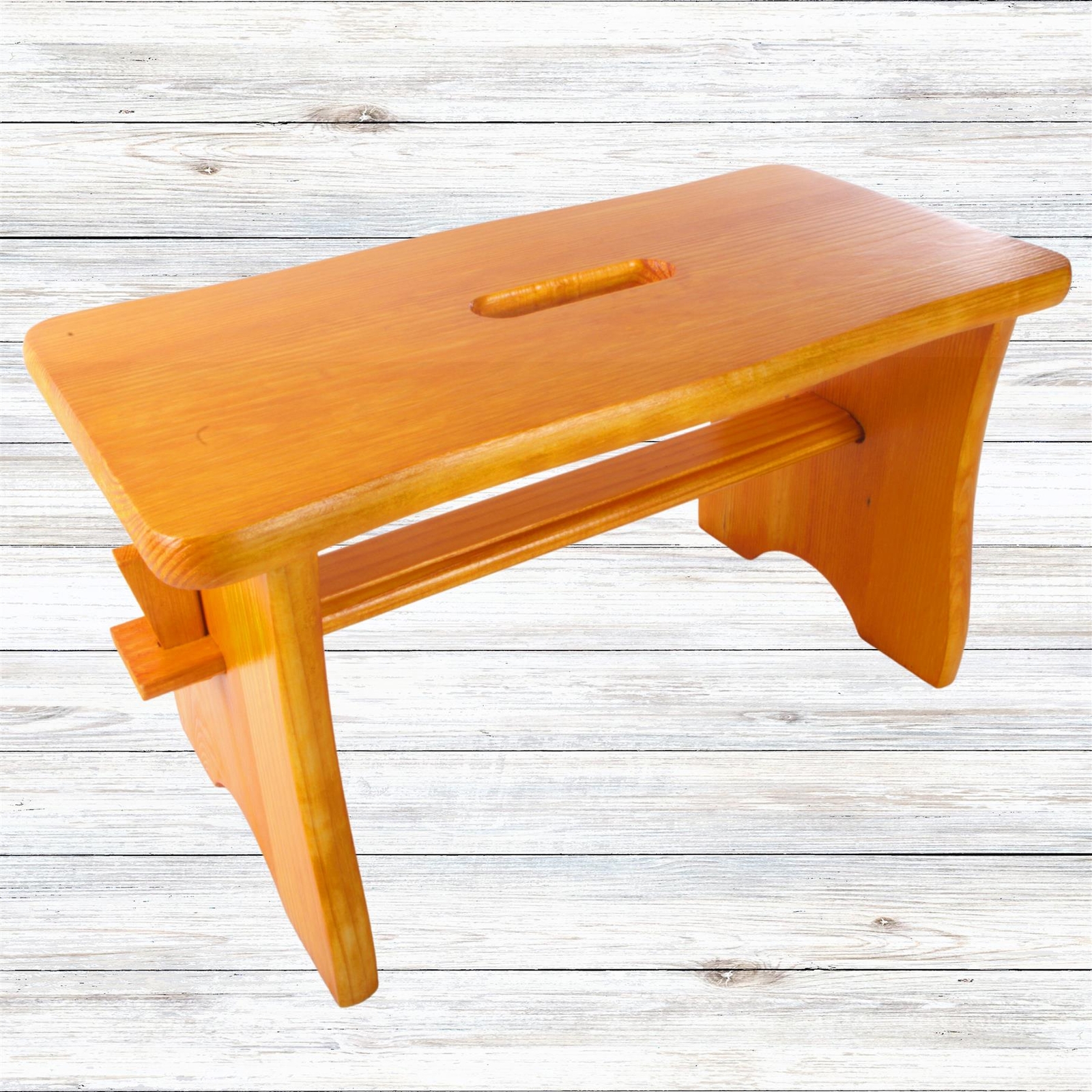 Wooden Lemon Stool Hand-Stained Yellow Natural Pine Side Bench Wood Kids Step