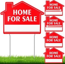 Qunclay 4 Pcs Home for Sale Signs with Stakes House Shaped...