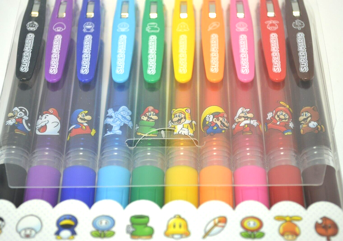 Super Mario Sarasa GEL Ballpoint Pen 10 Set Nintendo Tokyo Super Mario Sarasa GEL Ballpoint Pen 10 Set Nintendo Tokyo