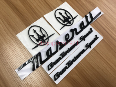 5PC SET Glossy Black Emblem Granturismo For Maserati R&L Side Trunk Logo Badges