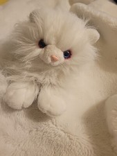 Rare HTF White Persian Plush Cat With Pink Blue Eyes Pink Nose Fast Ship