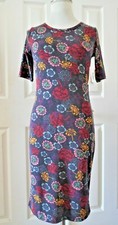LuLaRoe Lady Dress Multicolor Stretch Short Sleeves Knee Size S NEW