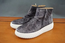 Sofft Britton Women's 7 Gray Leather Pull-On Zip Ankle Bootie Sneakers Shoes