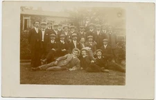 Men in Hats with Badges ? Vintage Photo Postcard