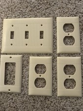Wall Plates Vintage Ribbed Ivory 3 Outlet, 1 - 3 Switche And 1 GFCI Outlet