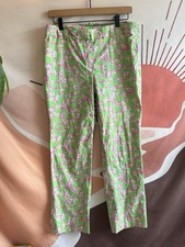 Vintage Lilly Pulitzer Pants Women  s Size 10 Pink Green Hippos Stretch Novelty