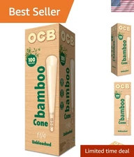 Bamboo Unbleached Pre-Rolled Rolling Paper Cones 1-1/4 100 Count - Eco-Friendly