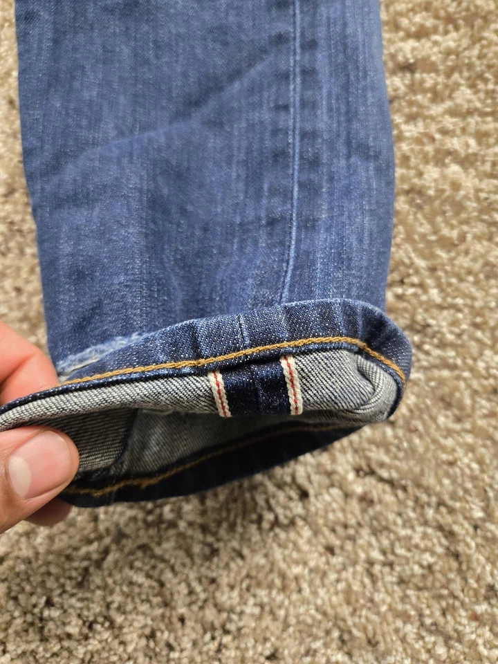 Pantalones de mezclilla Henry & Belle para mujer 26 azul con ribete desgastado fundición Foto 3 de 4