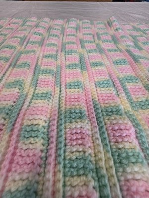 Handmade Crocheted Crib Blanket, Multicolor Striped, 29x43