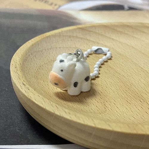 Mini portachiavi in resina 3D mucca maiale bruco animale per amico regalo carino - Foto 29 di 29