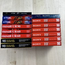 Lot of 15 New Sealed Blank Audio Cassette Tapes TDK D60 Maxell UR90 Sony HF90