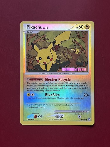 Pokémon Mysterious Treasures Diamond & Pearl Stamped - Pikachu Reverse Holo #94