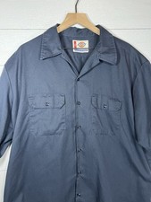 Dickies 2XL Black Short Sleeve Button Up Work T Shirt Pockets