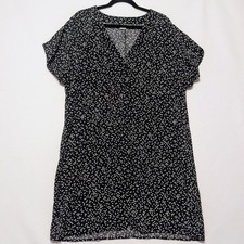 Gap Black & White V Neck Short Sleeve Shift Dress Large Mod
