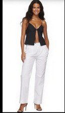 Alexander Wang White Wide Leg Cargo Pants High Waisted Cotton medium NET $698