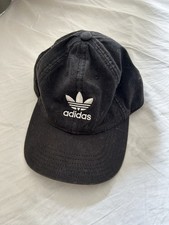 Adidas Originals washed canvas baseball cap trefoil black logo
