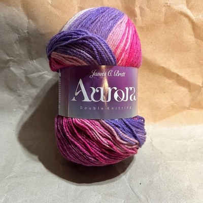 James C. Brett 100g Aurora DK Yarn Purple Pink AU07 Variegated Wool Blend
