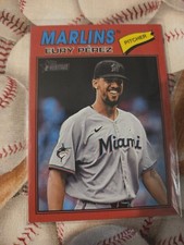 2026 Topps Heritage Baseball Eury Perez Red Border No. 18 Miami Marlins