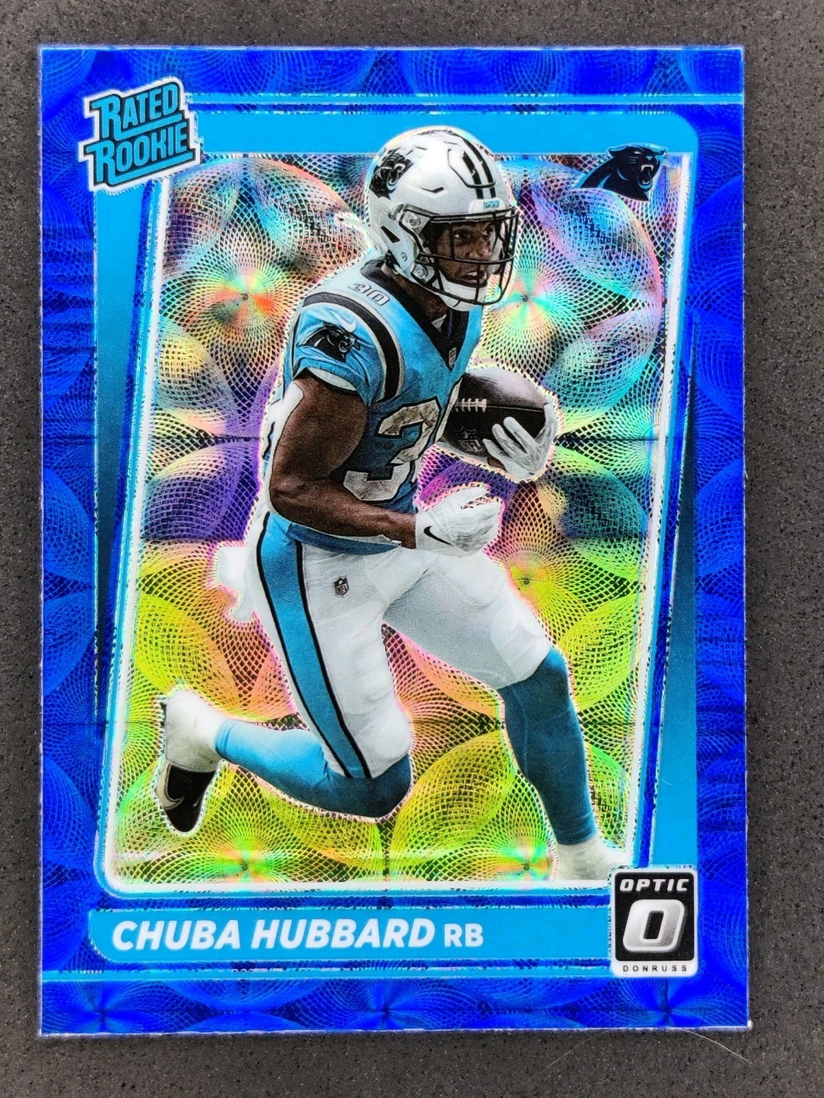 2021 Panini Optic CHUBA HUBBARD Rated Rookie Blue Scope #225 Carolina Panthers