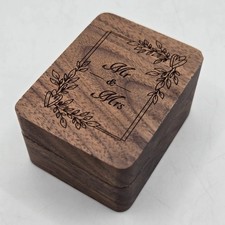 Mr. Mrs. Wedding Engagement Proposal Ring Box 3-Slot Wooden Ring Box