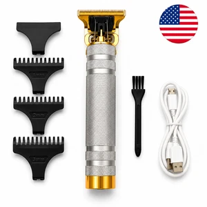 Professional Vintage T9 Timbre de barbe en argent pour les hommes – Kit de pince à cheveux sans fil
