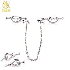 2 Head Adjustable Breast Nipple Clamps With Chain Sexy Raunchy Women Men Toy